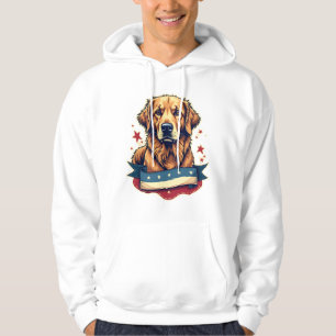 Retro Patriotic Golden Retriever Engraving Tee 4