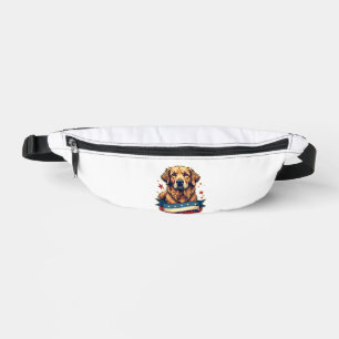 Retro Patriotic Golden Retriever Engraving Tee 4 Fanny Pack