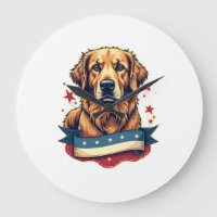 Retro Patriotic Golden Retriever Engraving Tee 4