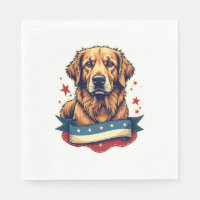 Retro Patriotic Golden Retriever Engraving Tee 4