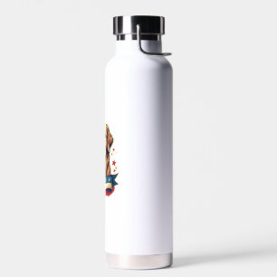 Retro Patriotic Golden Retriever Engraving Tee 4 Water Bottle