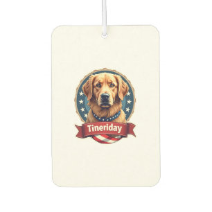 Retro Patriotic Golden Retriever Engraving Tee Air Freshener