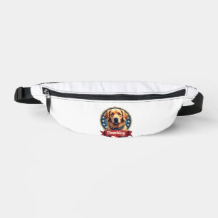 Retro Patriotic Golden Retriever Engraving Tee Fanny Pack