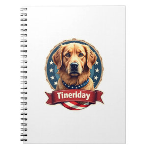Retro Patriotic Golden Retriever Engraving Tee Notebook