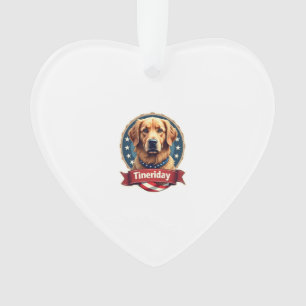 Retro Patriotic Golden Retriever Engraving Tee Ornament