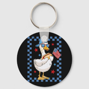 Retro Patriotic Goose Red White And Blue 4th Of Ju Keychain