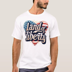 Retro Patriotic Heart Flag Gen Z - Land of Liberty T-Shirt
