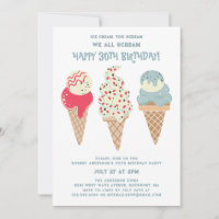 Retro Patriotic Ice Cream Cone 30th Birthday