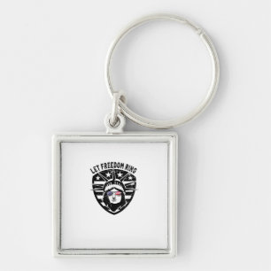 Retro Patriotic Let Freedom Ring July 4th Keychain