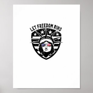Retro Patriotic Let Freedom Ring July 4th Poster
