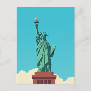 Retro Patriotic New York City Statue of Liberty Postcard