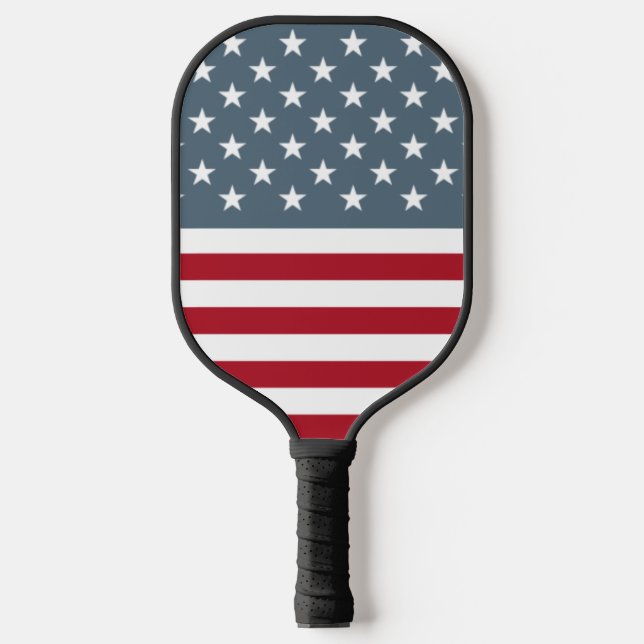 Retro Patriotic Stars and Stripes American Flag Pickleball Paddle (Front)