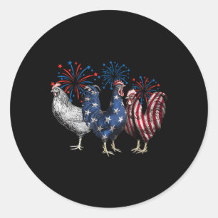 Retro Patriotic Usa Chicken Usa Hen 4th Of July Fu Classic Round Sticker