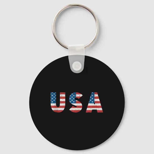 Retro Patriotic Usa National American Flag 20th Ja Keychain (Front)