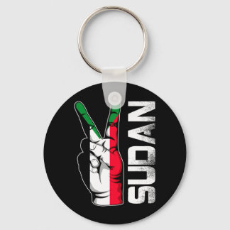 Retro Patriotic Victory Sudan Flag Fingers Keychain