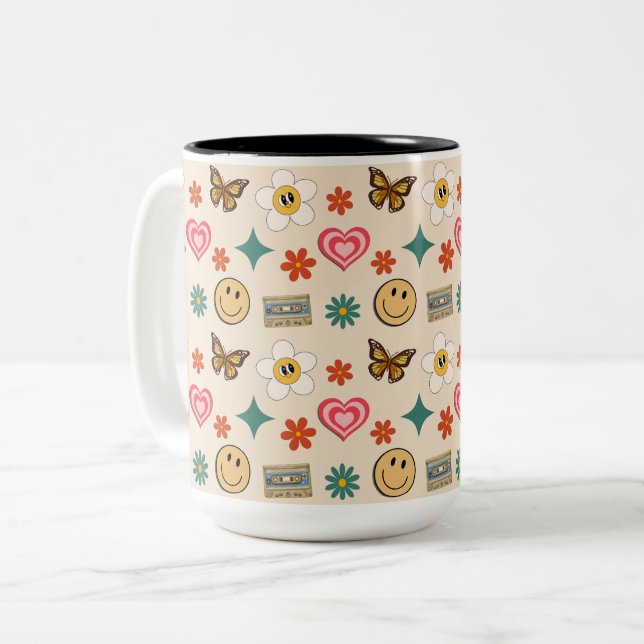 Retro Pattern 01 Two-Tone Coffee Mug (Front Left)