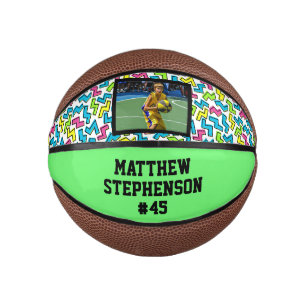 Retro Pattern 80s Bright Photo Basketball Ball