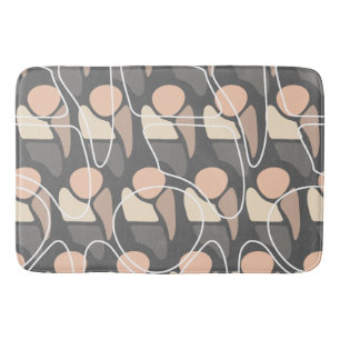 Retro Pattern Abstract Man Peach Slate Grey Bath Mat