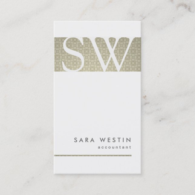 Retro Pattern Accountant Monogram Business Card (Front)