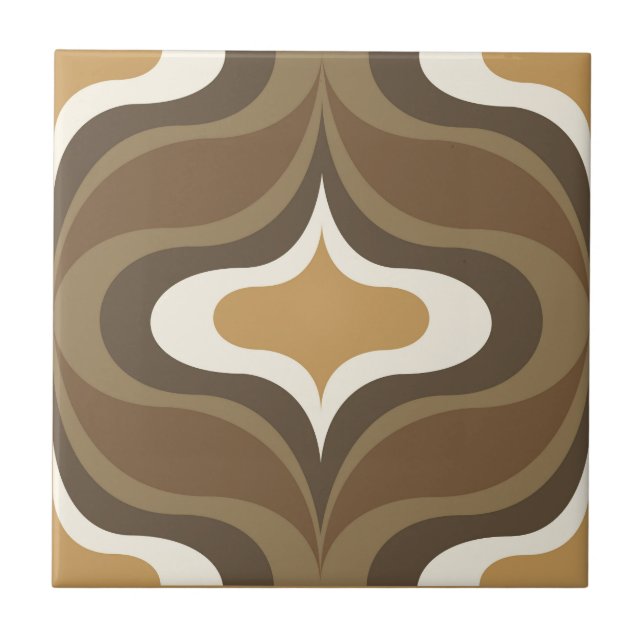 Retro Pattern Brown Ceramic Tile (Front)