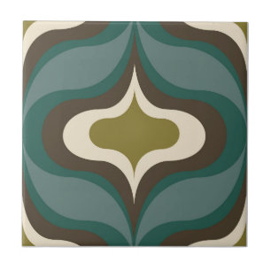 Retro Pattern Brown Green Tile