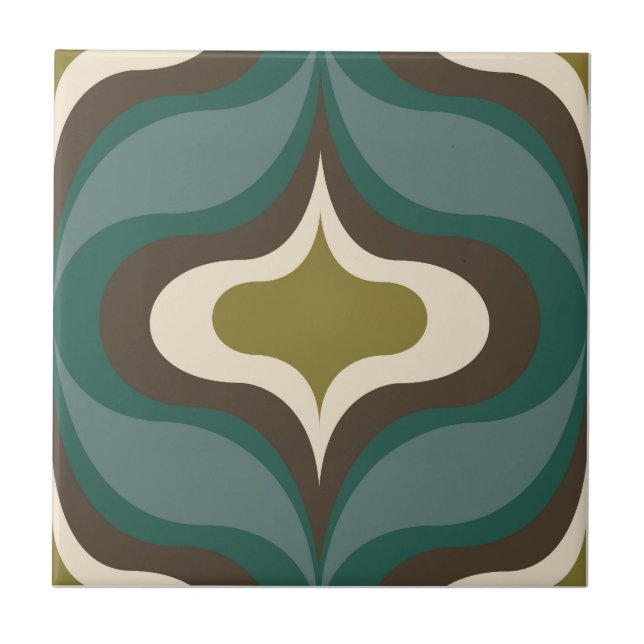 Retro Pattern Brown Green Tile (Front)