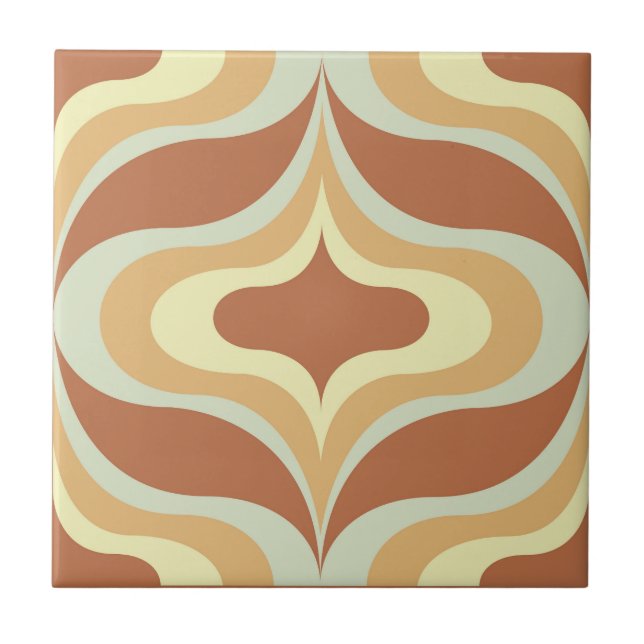 Retro Pattern Brown Neutral  Ceramic Tile (Front)