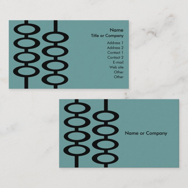 Retro Pattern Business Card - Blue/Black (Front/Back)
