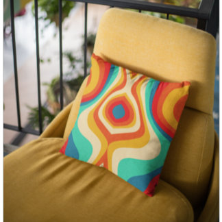 Retro Pattern Classic Colours Throw Pillow