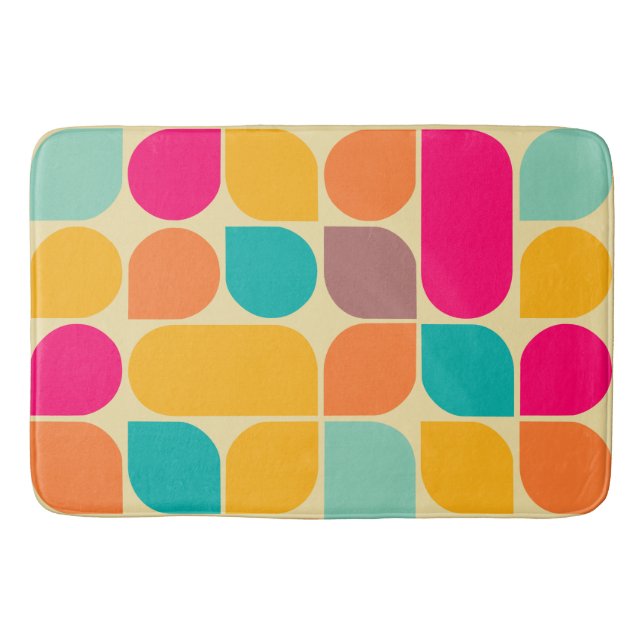 Retro pattern coloured bath mat (Front)