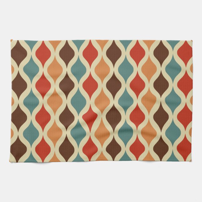 Retro pattern coloured kitchen towel (Horizontal)