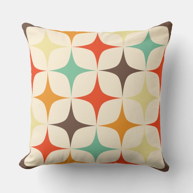 Retro pattern coloured outdoor pillow (Front)