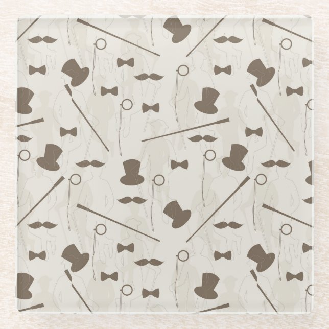 Retro pattern for man 2 glass coaster (Front)