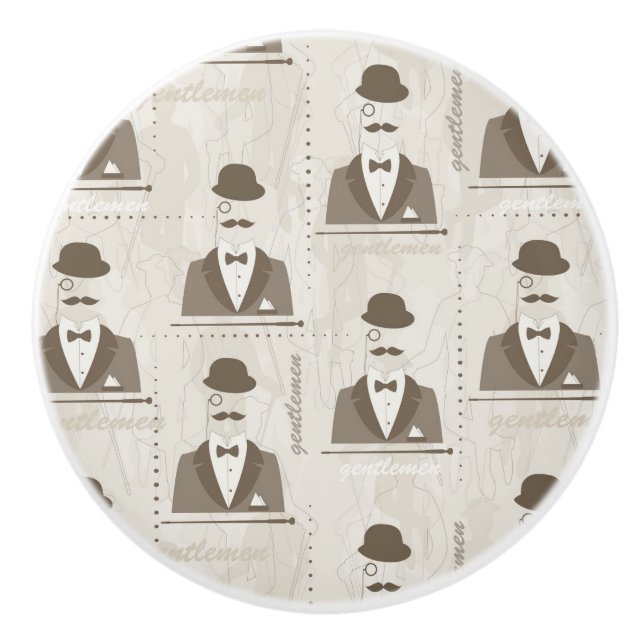 Retro pattern for man ceramic knob (Front)