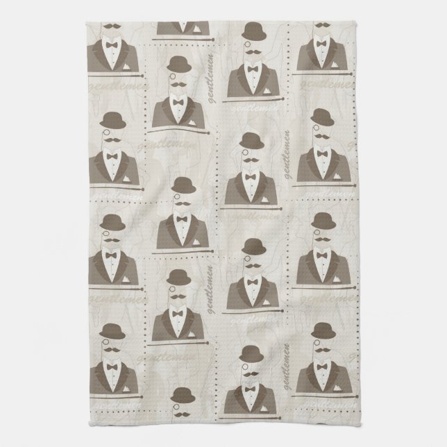 Retro pattern for man kitchen towel (Vertical)