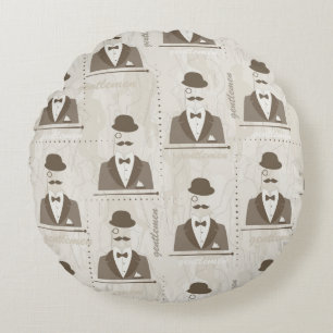 Retro pattern for man round pillow