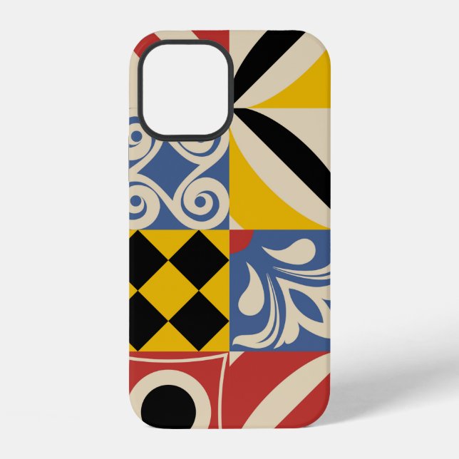 Retro pattern from bright simple geometric shapes  iPhone case (Back)