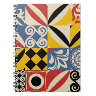 Retro pattern from bright simple geometric shapes notebook