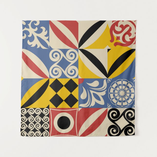 Retro pattern from bright simple geometric shapes  tapestry (Front)