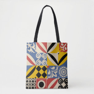 Retro pattern from bright simple geometric shapes tote bag
