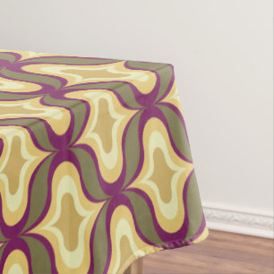 Retro Pattern  Green Yellow White  Tablecloth