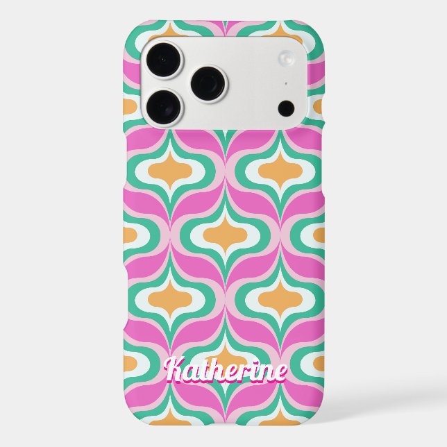 Retro Pattern Hot Pink iPhone Case (Verso)