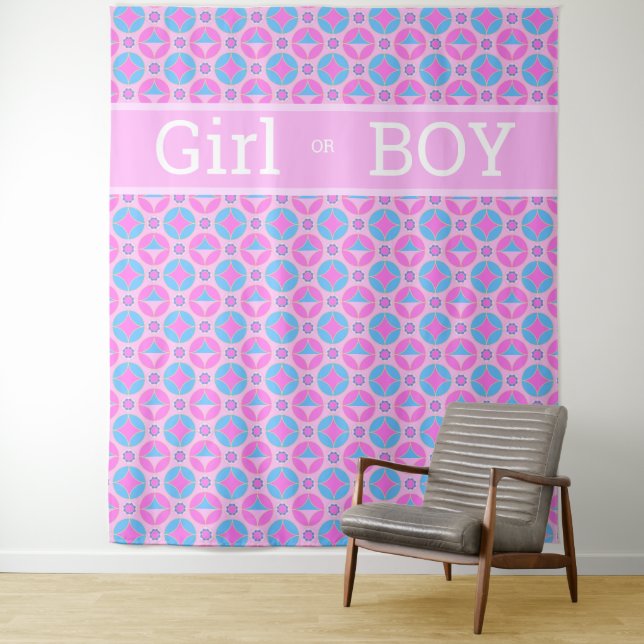 Retro pattern in pink&blue - Girl or Boy Tapestry (In Situ)