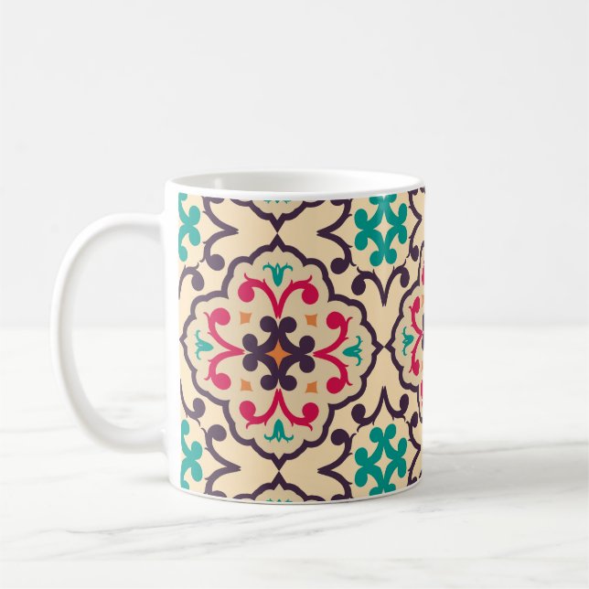 Retro pattern: wallpaper, textile design coffee mug (Left)
