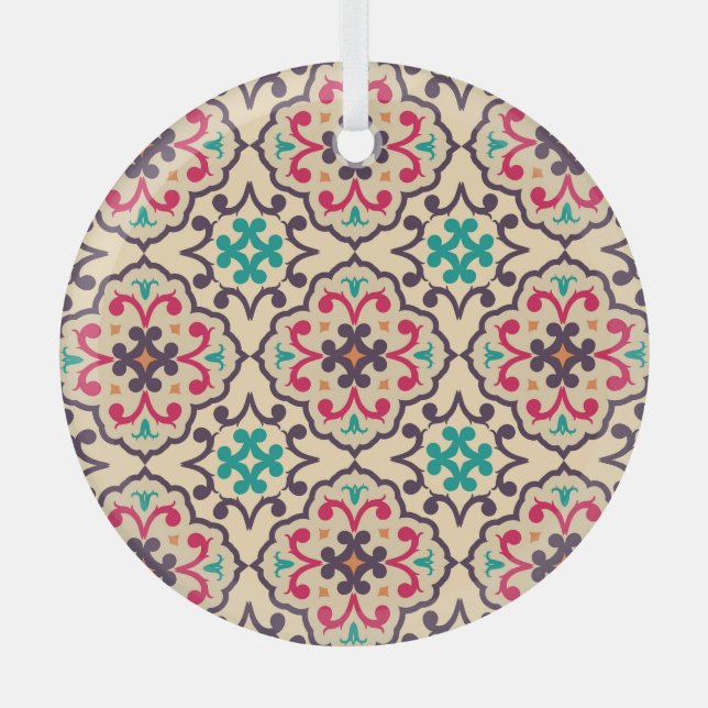 Retro pattern: wallpaper, textile design glass ornament (Front)