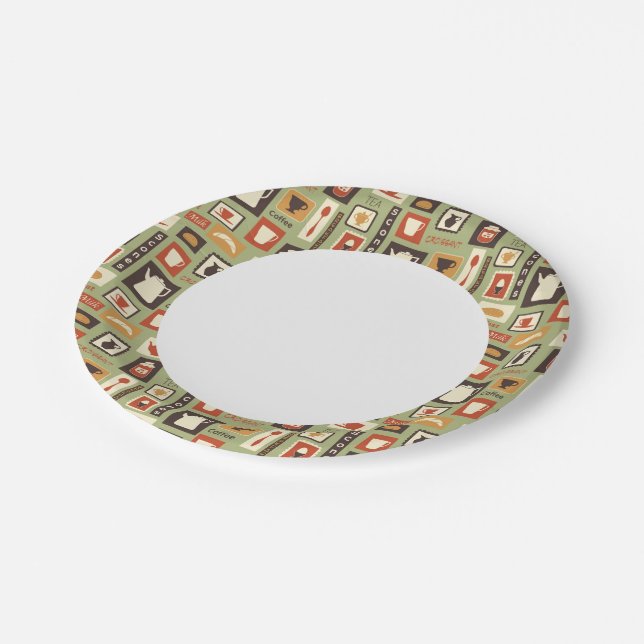 Retro pattern with kitchen dishes for breakfast (Angled)