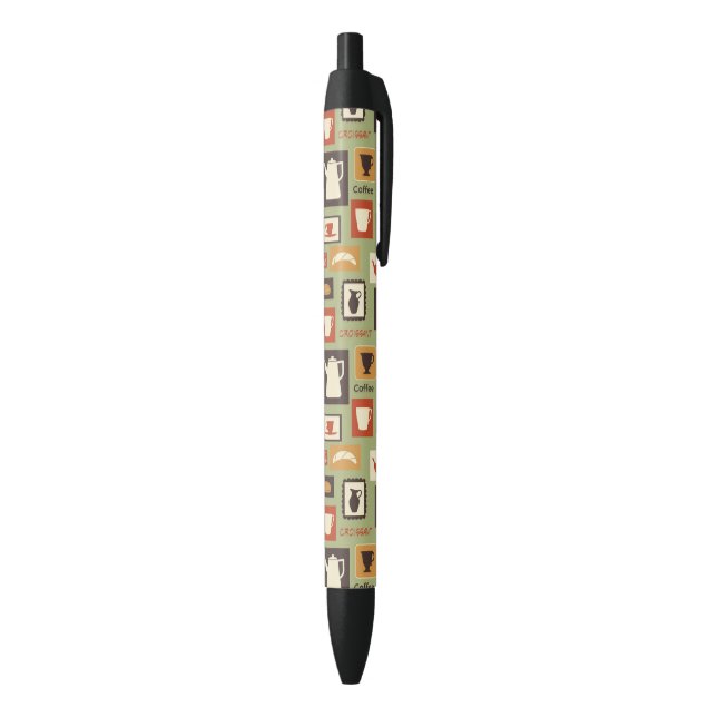 Retro pattern with kitchen dishes for breakfast black ink pen (Bottom (Vertical))