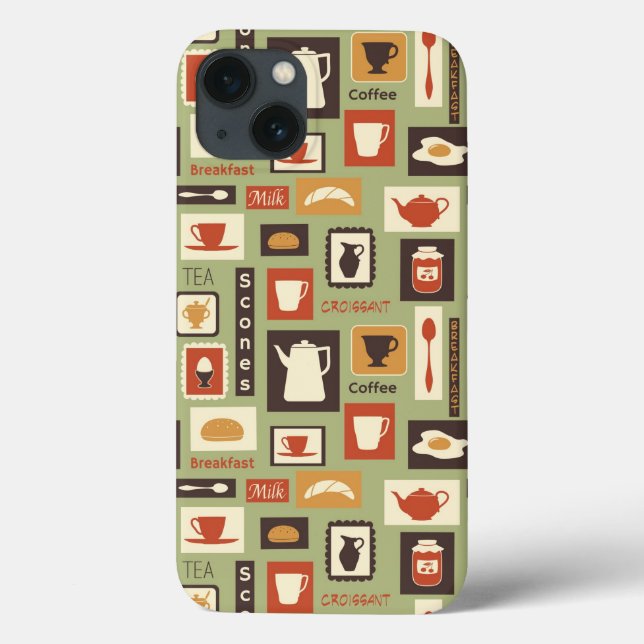 Retro pattern with kitchen dishes for breakfast Case-Mate iPhone case (Back)