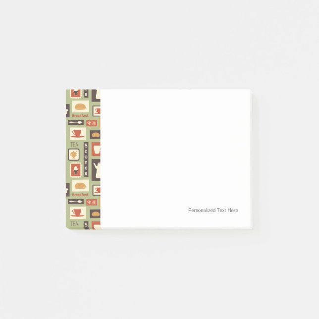 Retro pattern with kitchen dishes for breakfast post-it notes (Front)