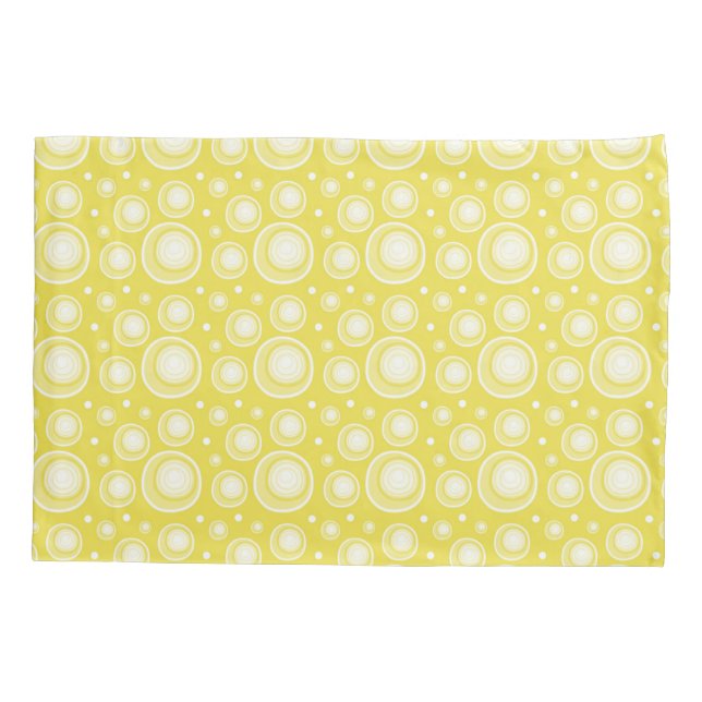 Retro Pattern  Yellow And White Polka Dots Pillowcase (Back)